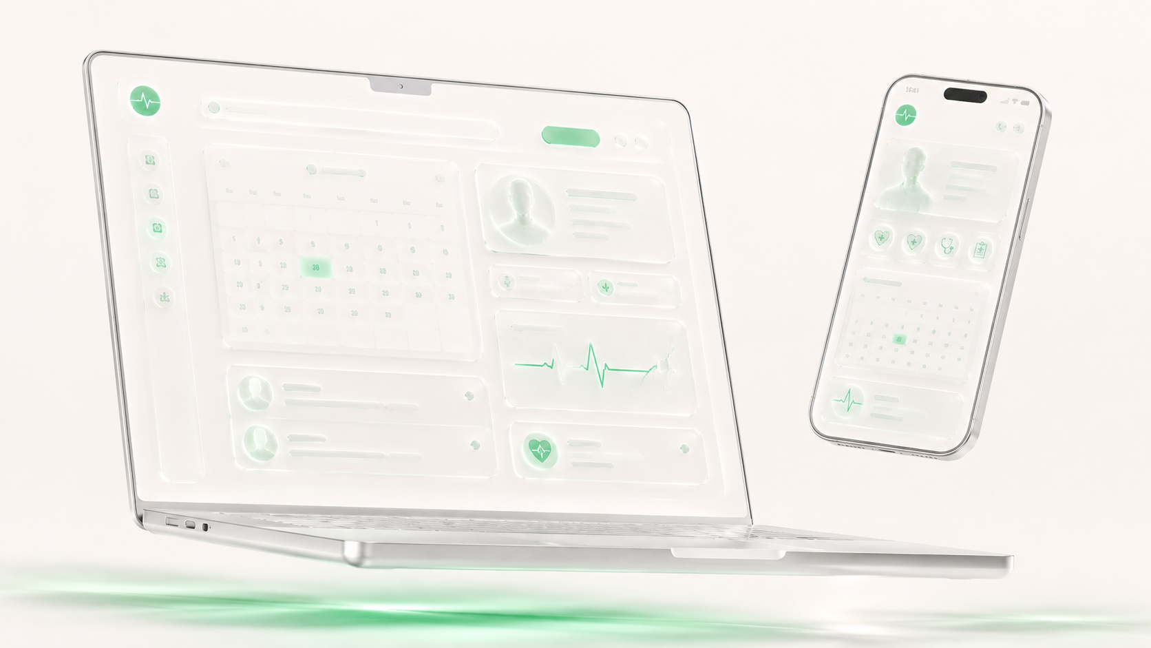Anteprima del gestionale EticaMediSystem su laptop e smartphone — light